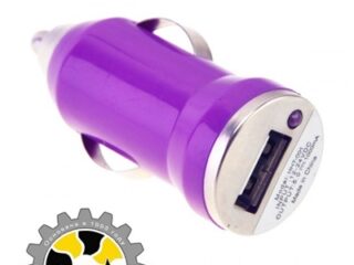 Зарядное ус-во Штекер прикуриватель + гнездо USB фиолетовый(1000mA)