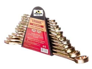 Набор ключей рожково-накидных (жёлтый цинк) 12 пр. ЕРМАК /736-080/