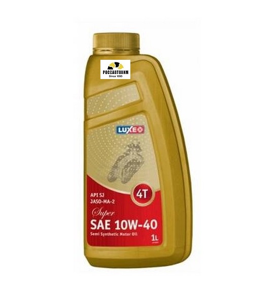 Масло моторное 10W40 SJ JASO-MA-2 Super 4T четырехтакт. п/с 1л LUXE