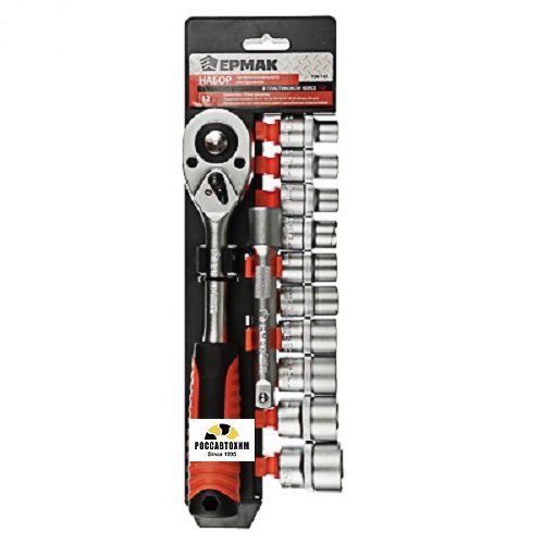 Набор проф.инструмента , головки, удлинитель и трещётка (12 предм.) ЕРМАК /736-161/