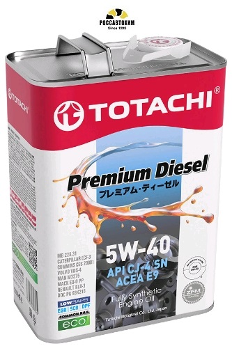 Масло моторное TOTACHI Premium Diesel 5W40 CJ-4/SN, E9 синт. 4л