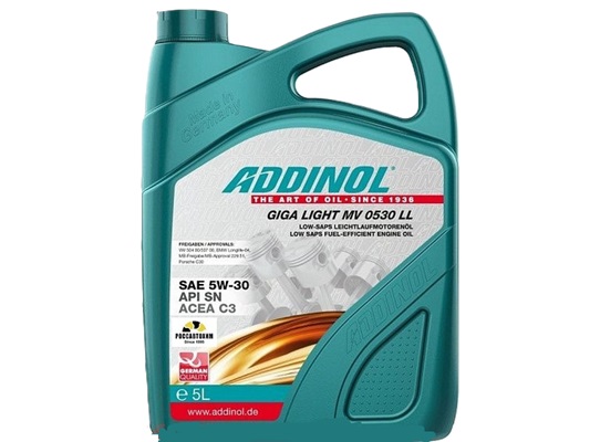 Масло моторное ADDINOL Giga Light MV 0530 LL 5W30 SN, C3 синт. 5л