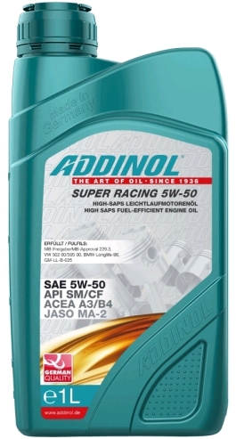 Масло моторное ADDINOL Super Racing 5W50 SM/CF, A3/B4 синт. 1л