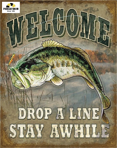 1669 Welcome Bass Fishing картинка металл.оригинал