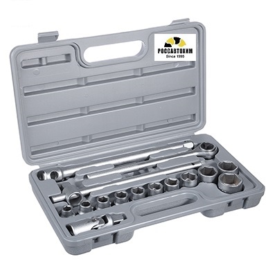 Набор головок, 16 предм., 10-27мм, с карданным шарниром 1/2" ЕРМАК 736-498