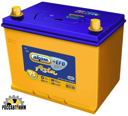 АКБ АКОМ 6 СТ- 75 Ач VL Азия Euro выс