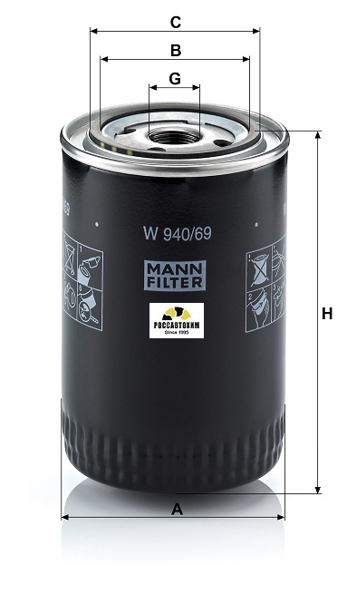 Фильтр масляный MANN W940/69