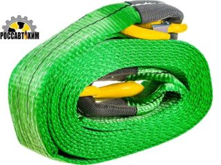 Трос ленточный 8 т в пакете СУПЕР УСИЛЕННЫЙ 5.0 м. 2 крюка / 19008 / Сервис К