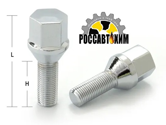 Болт М12*27*1,25 колесный, конус (S=19, Lобщ=54мм, хром) 11600