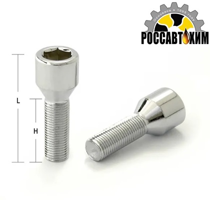 Болт М12*30*1,25 колесный, конус (вн/ш Hex12, Lобщ=55мм, хром) 11601
