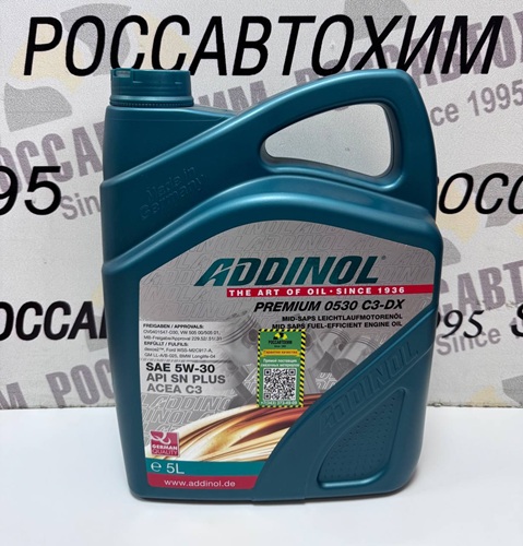 Масло моторное ADDINOL Premium 0530 C3-DX 5W30 SN/CF, C3 синт. 5л