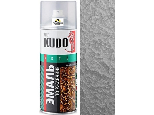 Краска аэрозоль "KUDO" молотк.по ржавч.серебр. (520 мл) KU-3001