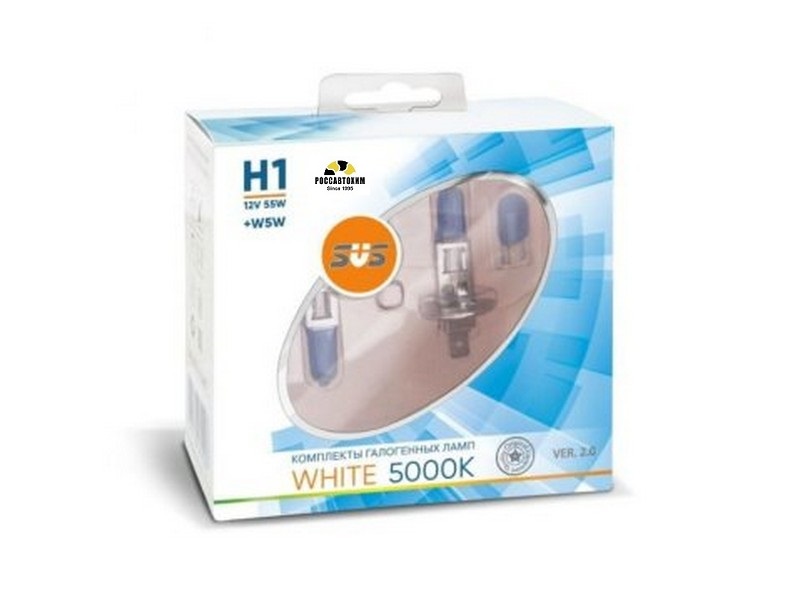 Автолампы 12V H1 55W White 5000K (2шт+2шт W5W) Ver.2.0 SVS