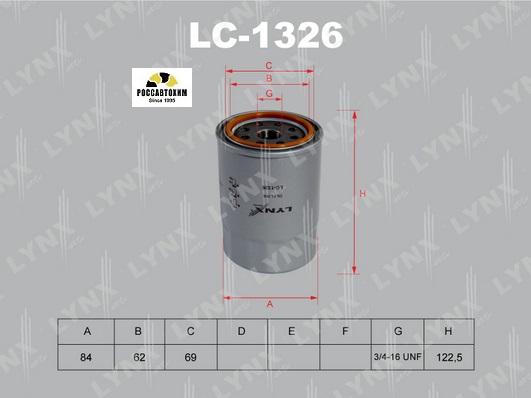 Фильтр масляный LYNXauto LC-1326