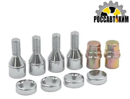 Болты секретные 12 х 1,50 х 24 хром конус вращ. кольцо хром пластик. колпачок 2 ключа 4 шт. Вектор