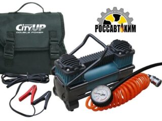 Компрессор CITY UP 2-х цилиндр 616 Double Piston Station (60л/мин10А) (сумка) 300W/12V AC616