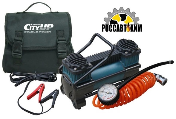 Компрессор CITY UP 2-х цилиндр 616 Double Piston Station (60л/мин10А) (сумка) 300W/12V AC616
