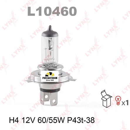 L10460 Лампа H4 12V 60/55W P43T-38 LYNXauto