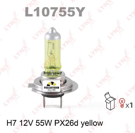 L10755Y Лампа H7 12V 55W PX26d YELLOW LYNXauto