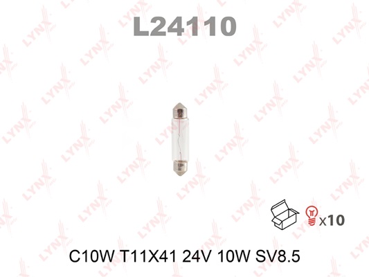Лампа C10W 24V SV8.5 T11X41 LYNXauto L24110