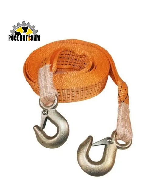 Трос ленточный 5т в пакете СУПЕРУСИЛЕННЫЙ 5м. 2 крюка *200 гр. / 19005 / Сервис К