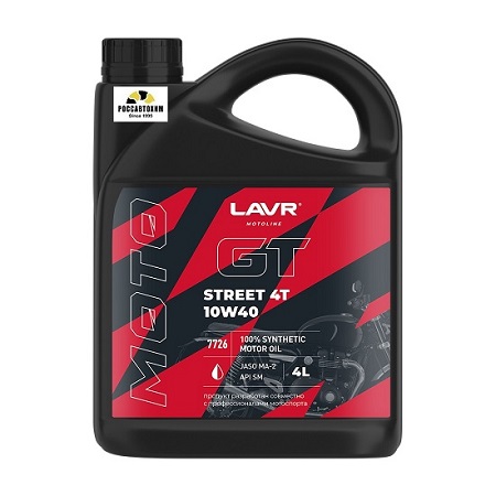 Моторное масло LAVR MOTO GT STREET 4T, JASO MA-2, API SM, 4л син. Ln7726
