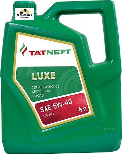 Масло моторное синтетическое ТАТНЕФТЬ LUXE SAE 5W-40 API SN, канистра 4 л синтетика