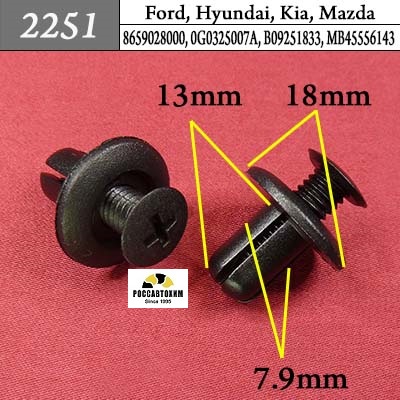 2251 Автокрепеж для Ford, Hyundai, Kia, Mazda