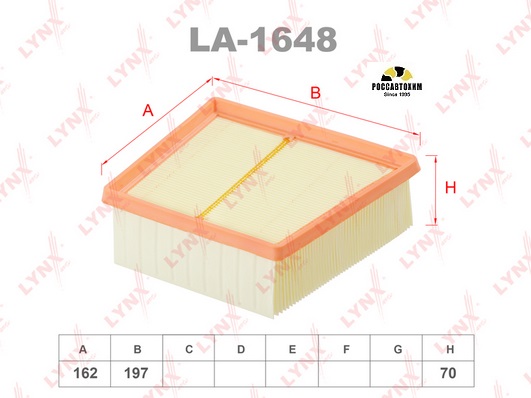 Фильтр воздушный LYNXauto LA-1648
