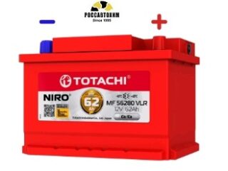 АКБ TOTACHI NIRO MF 56280 VLR LB 62а/ч низкий корпус LB, поляр. обратная 0 (JIS L)
