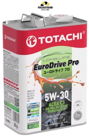Масло моторное TOTACHI EURODRIVE PRO LL Fully Sintetic 5W30 SN, C3 синт. 4л