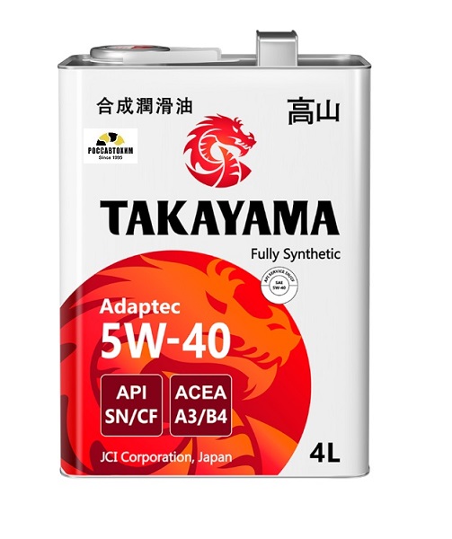 Масло моторное TAKAYAMA 5W40 Adaptec ACEA A3/B4 API SN/CF 4л метал (4 шт/160/40)