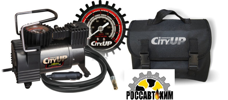 Компрессор CITY UP NEON (35 л/мин, 11А) 150W Манометр с цв. подсветкой (сумка) AC583N