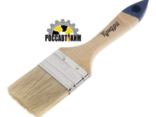 Кисть плоская ТУНДРА, натуральная щетина, деревянная рукоятка, 2", 50 мм 881504
