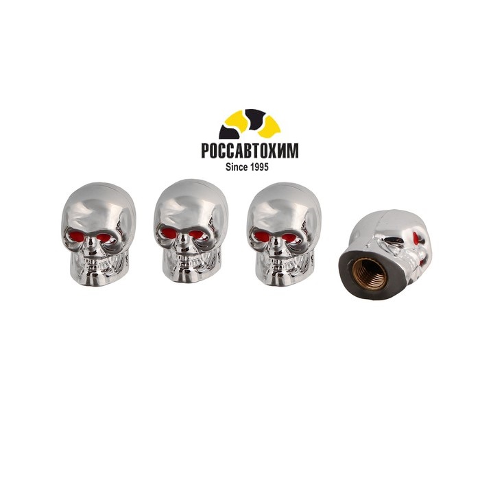 Колпачок на вентиль, TORSO, череп, хром, набор 4 шт 9750313