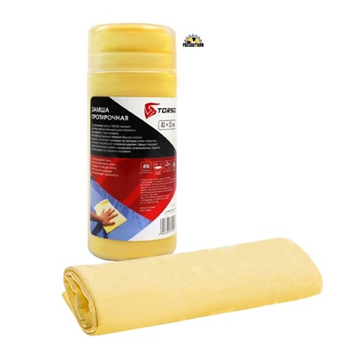Замша протирочная TORSO 43х32 см в тубе, желтый 10262324
