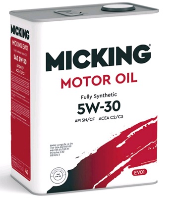 Моторное масло Micking Motor Oil EVO1 5W30 синт. API SN/CF ACEA C2/C3 бенз/диз двиг. 4л арт M3123