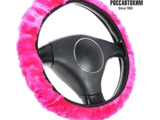 Оплетка на руль TORSO, меховая, мультиразмерная, розовый 5540592