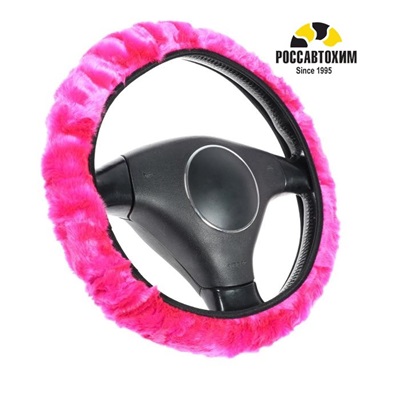 Оплетка на руль TORSO, меховая, мультиразмерная, розовый 5540592