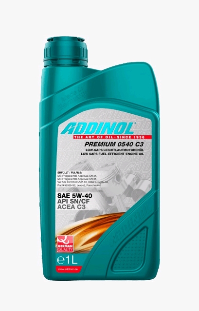 Масло моторное ADDINOL Premium 0540 С3 5W40 SN/CF, C3 синт. 1л