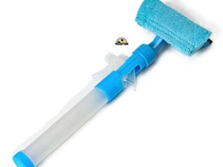 Щётка для окон с распылителем Доляна, длина 42 см, водосгон 14 см, насадка микрофибра 14×5 см, цвет голубой