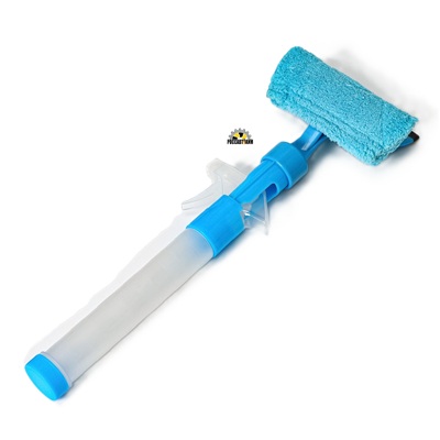 Щётка для окон с распылителем Доляна, длина 42 см, водосгон 14 см, насадка микрофибра 14×5 см, цвет голубой