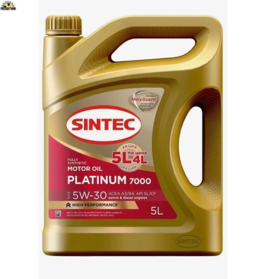 Масло моторное SINTEC 5W30 Platinum 7000 A3/B4 Акция 5л по цене 4л