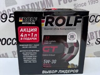 Масло моторное Rolf GT 5W30 SN/CF синт.  4л АКЦИЯ 4л +1л беспл. Арт. пр-ля: 322403