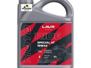 Моторное масло LAVR MOTO RIDE SPECIAL 4Т 10W40 JASO MA-2, API SN, 4л син. Ln7748