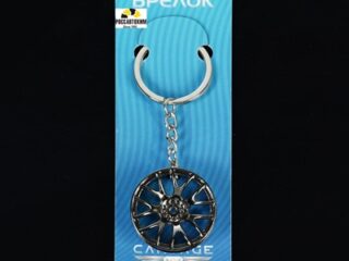 Брелок для автомобильных ключей Cartage, диск, металл, темный хром
