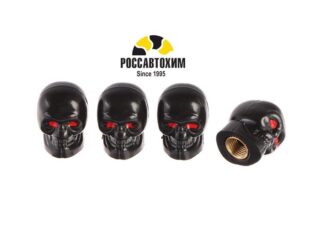 Колпачок на вентиль TORSO, "Череп", черный, набор 4 шт 9779221