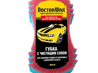 Губка для мытья автомобиля DoctorWax "Прощай цокотуха" с нецарапающей сеткой DW8612r