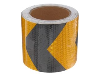 Светоотражающая лента, самоклеящаяся, черно-желтая, 10 см × 10 м