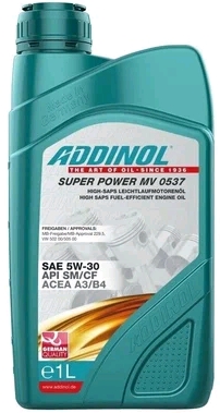 Масло моторное ADDINOL Super Power MV 0537 5W30 SM/CF, A3/B4 синт. 1л